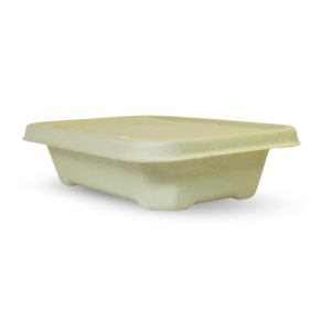 Rectangular Brown Bagasse Parcel Container With Lid 550ml - Image 9