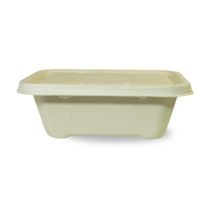 Rectangular Brown Bagasse Parcel Container With Lid 750ml - Image 9