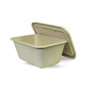 Rectangular Brown Bagasse Parcel Container With Lid 1000ml - Image 9