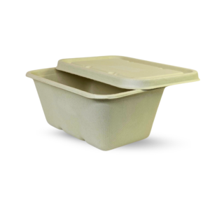 Rectangular Brown Bagasse Parcel Container With Lid 1000ml - Image 10