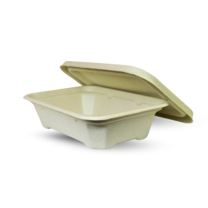 Rectangular Brown Bagasse Parcel Container With Lid 550ml - Image 12