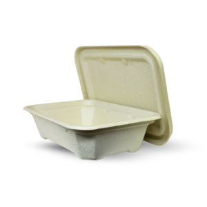 Rectangular Brown Bagasse Parcel Container With Lid 550ml - Image 13