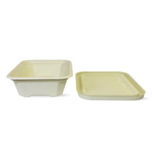 Rectangular Brown Bagasse Parcel Container With Lid 550ml - Image 14