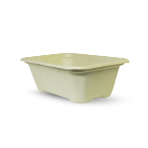 Rectangular Brown Bagasse Parcel Container With Lid 750ml - Image 3