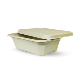 Rectangular Brown Bagasse Parcel Container With Lid 650ml - Image 7