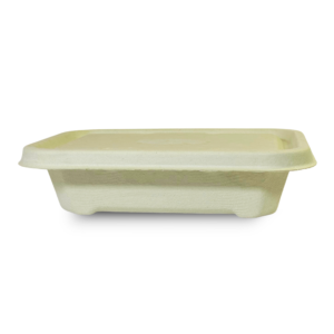 Rectangular Brown Bagasse Parcel Container With Lid 550ml - Image 8