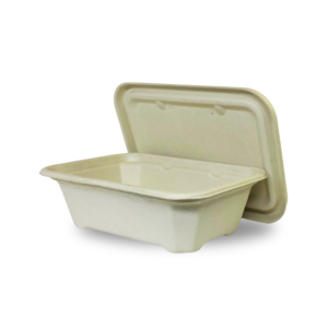 Rectangular Brown Bagasse Parcel Container With Lid 650ml - Image 8