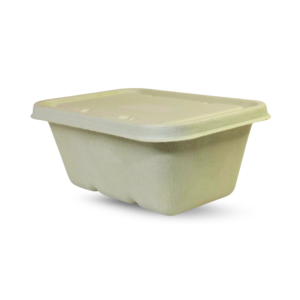 Rectangular Brown Bagasse Parcel Container With Lid 1000ml - Image 8